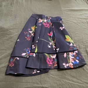 NWT Ted Baker Navy A-line Floral Skirt